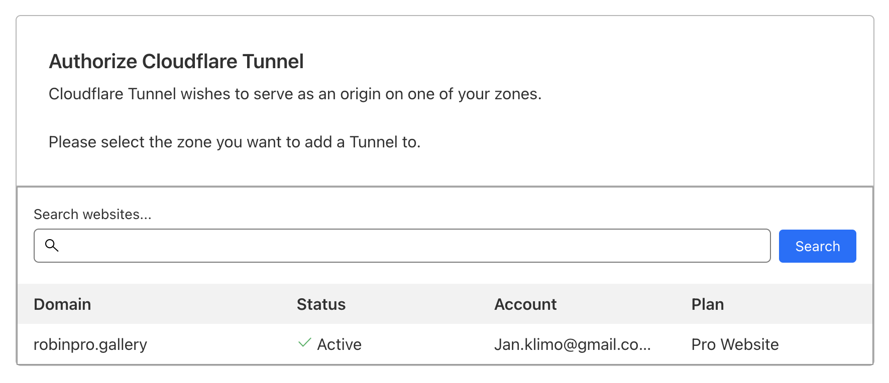 authorize Cloudflare Tunnel